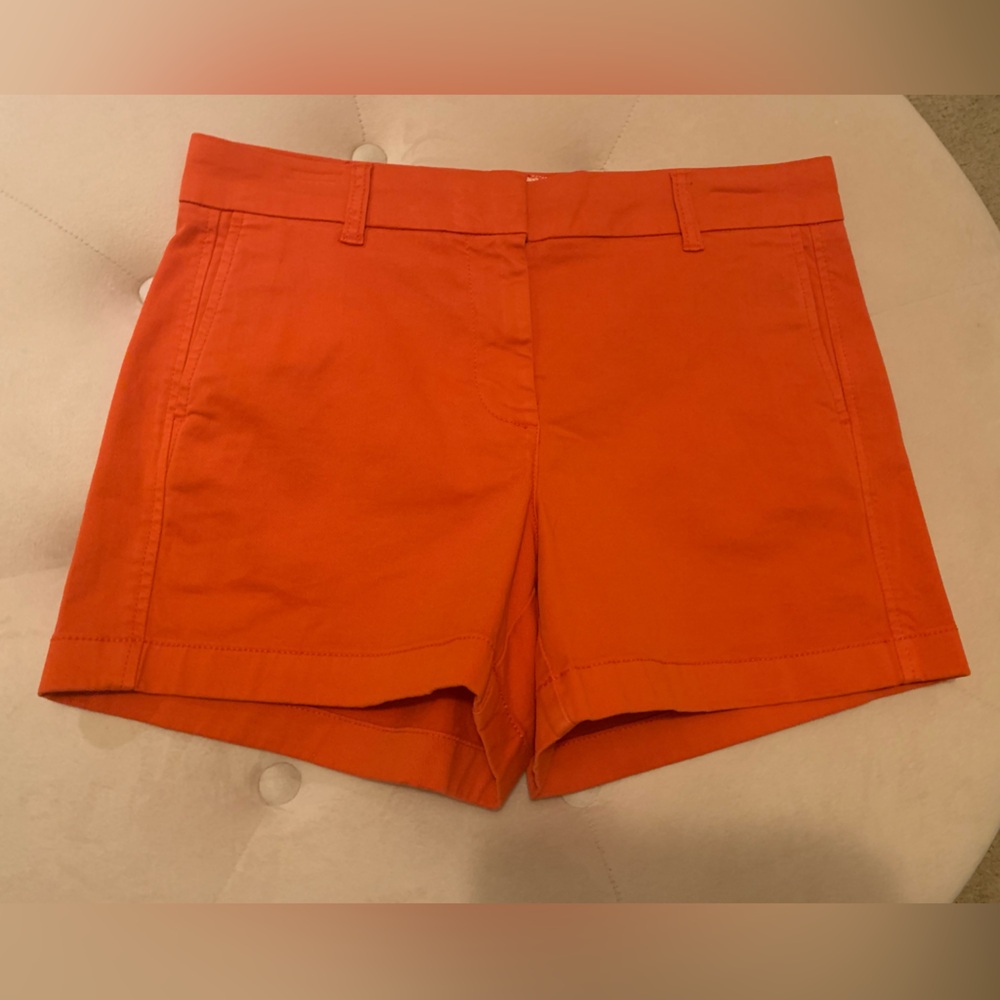 NEW J.CREW Women's Textured Cotton Chino Shorts Orange Red Size 6